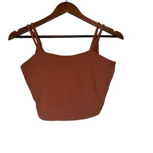 Women's Luyaa Athletica Burnt Orange Fitted Longline Sports Bra with Low Back